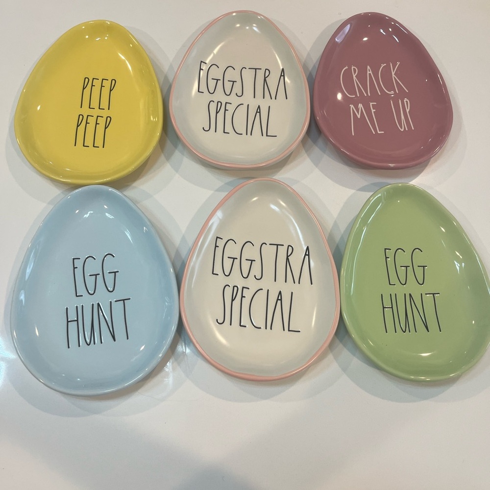 Rae Dunn Colorful Egg-Shaped Plates - 6